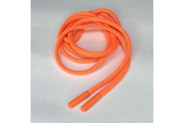 Шнур Оранжевый неон хлопковый круглый с пластиковым наконечником