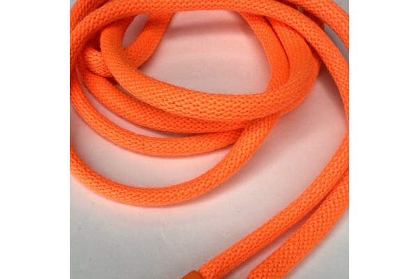 Шнур Оранжевый неон хлопковый круглый с пластиковым наконечником