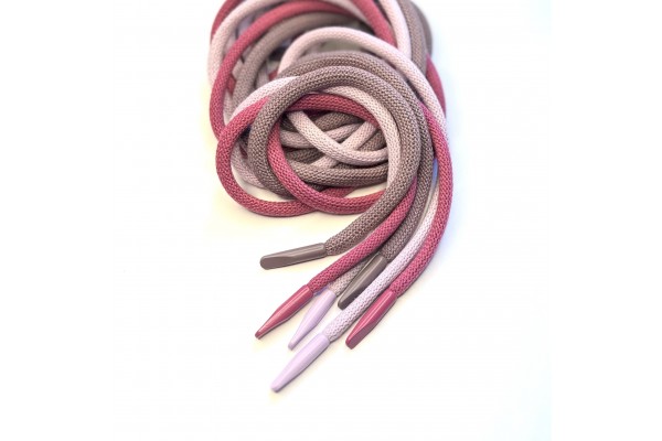 Шнур Розовый пыльный хлопковый круглый с металлическим наконечником