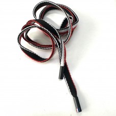 Шнур Черный-белый-красный плоский с наконечником